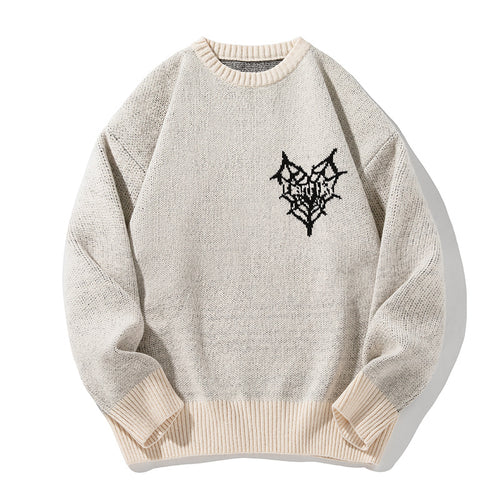 Unisex Oversize Strickpullover mit Logointarsie, Rundhals und gerippten Bündchen Echo Archiv