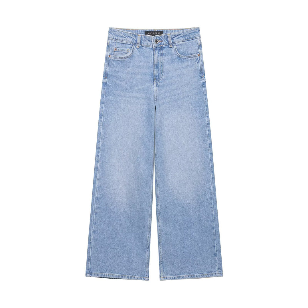 Damen Hochtaillierte weite Denim-Jeans mit klassischem Taschen-Design und geradem Saum Echo Archiv