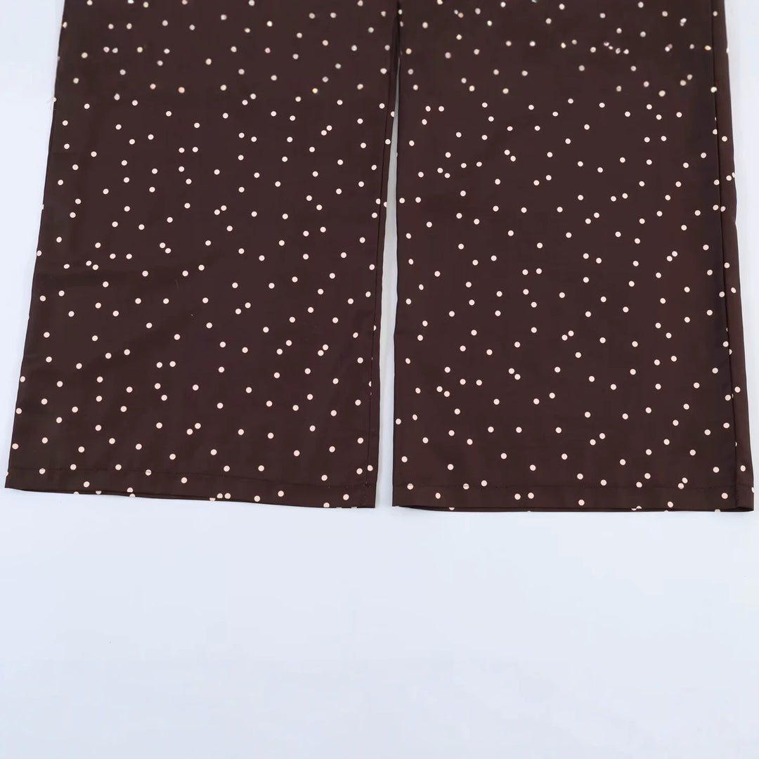 Damen Hochtaillierte Palazzo-Hose mit weitem Bein und gepunkteter Satin-Optik Echo Archiv