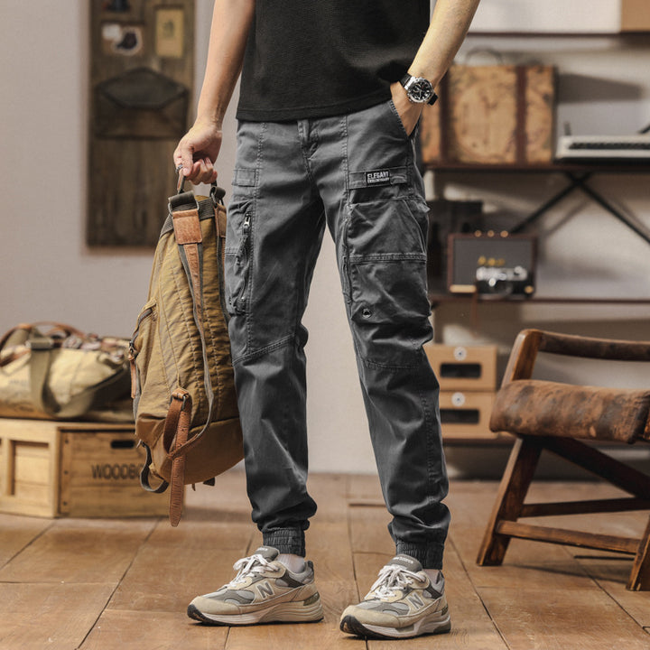 Herren Strapazierfähige Canvas-Cargohose im taktischen Look mit Kniepaneelen, Mehrfachtaschen und elastischem Knöchelabschluss Echo Archiv