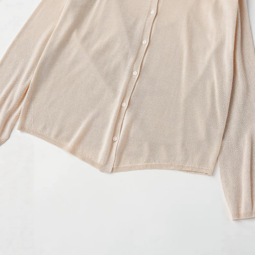 Damen Leichter Strick-Cardigan mit Hemdkragen und Knopfleiste Echo Archiv