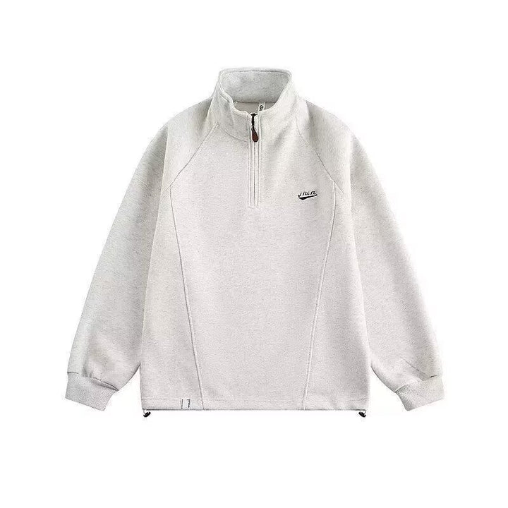 Herren leichter Stehkragen Fleece-Pullover mit halbem Reißverschluss Echoarchiv