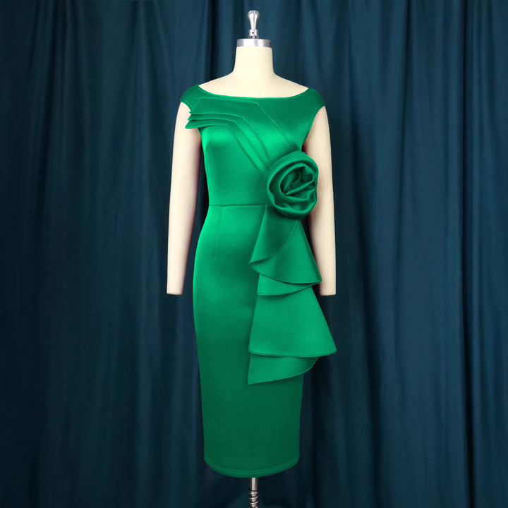 Damen figurbetontes Kleid mit schicker Rüschenapplikation Echo Archiv