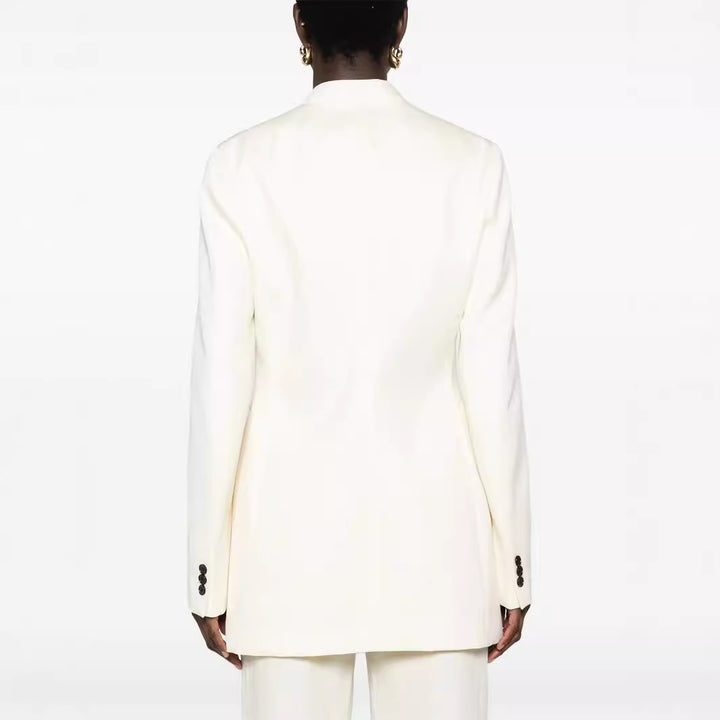 Damen Elegantes Einreihiges Longblazer-Set mit weiter Palazzo-Hose Echoarchiv