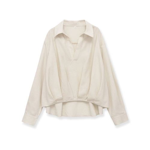 Damen Oversized-Bluse mit tiefem V-Ausschnitt und tailliertem Drapierungseinsatz Echo Archiv