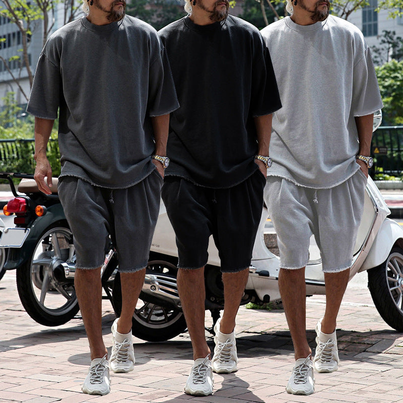 Herren lässiges Premium Freizeit-Set mit Oversized T-Shirt und lockeren Shorts Echoarchiv