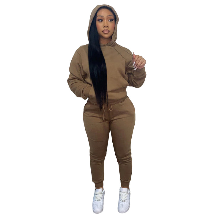 Damen nan Kapuzen-Lounge-Set mit Kängurutasche taillierter Jogginghose und Bündchen Echo Archiv