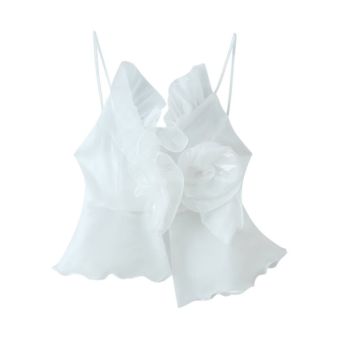 Damen Top mit eleganter Rüsche und schwingendem Saum Echo Archiv