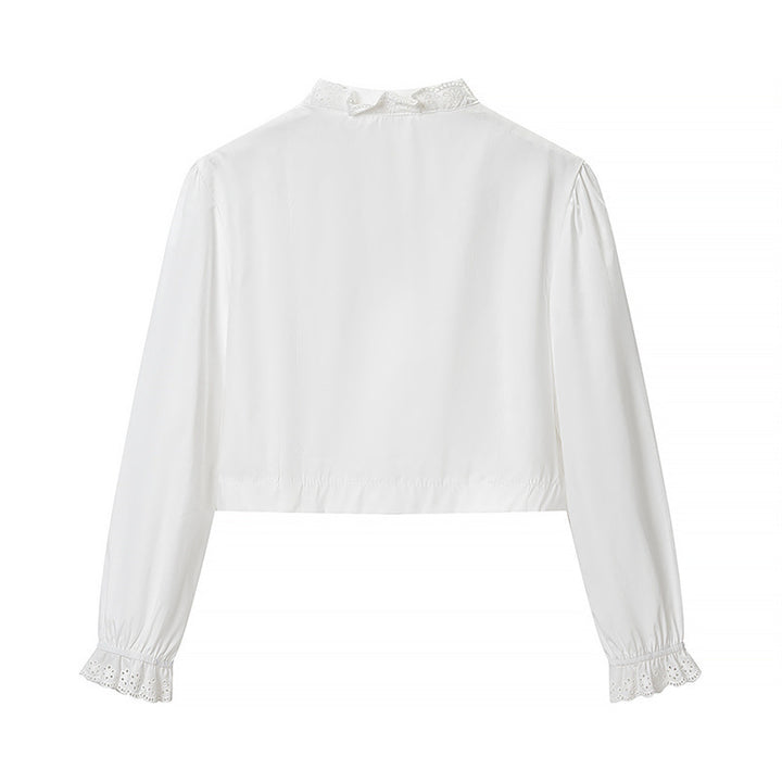 Damen Gekürzte Spitzenbolero‑Bluse mit Stehkragen und Lochstickerei Echo Archiv