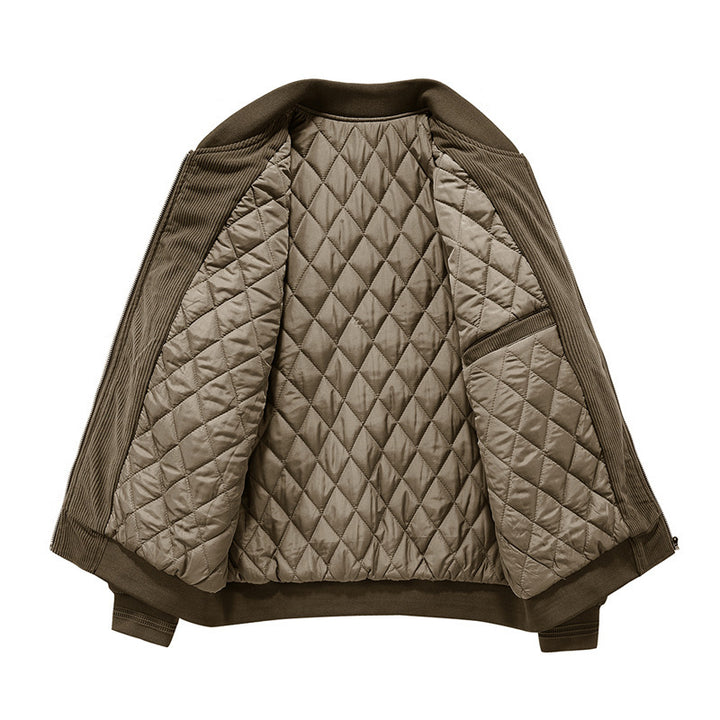 Herren Cord-Bomberjacke mit diamantgestepptem Thermofutter und Pattentaschen – Brevano