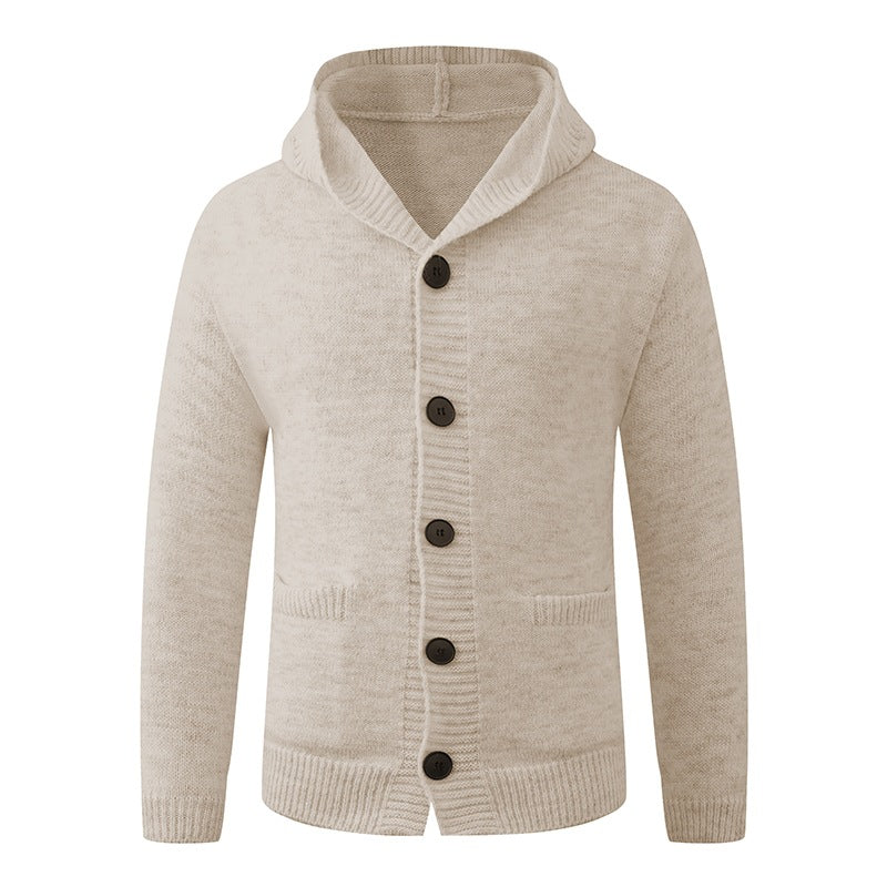 Herren Kapuzen-Strickcardigan aus Thermo-Feinstrick mit durchgehender Knopfleiste und Eingrifftaschen Echo Archiv