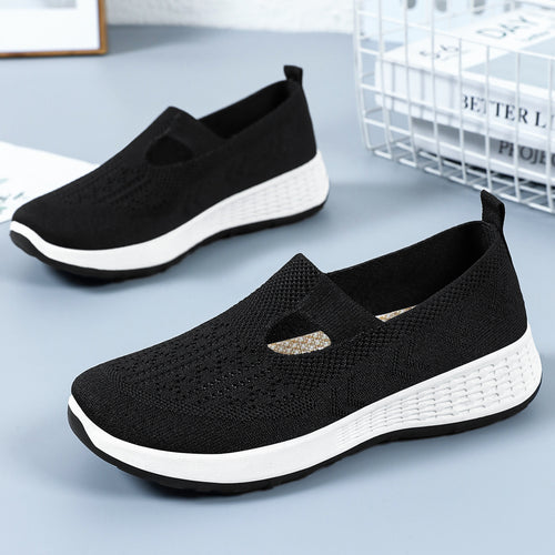 Damen nan gestrickter Slip-On Komfort-Sneaker mit V-Cut, elastischem Einstieg und dämpfender Waben-Zwischensohle Echo Archiv
