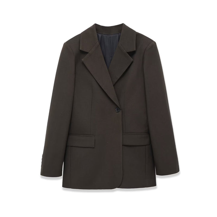 Damen taillierter Wollmix-Blazer mit strukturierter Schulter, einreihiger Knopfleiste und Pattentaschen – Valéne