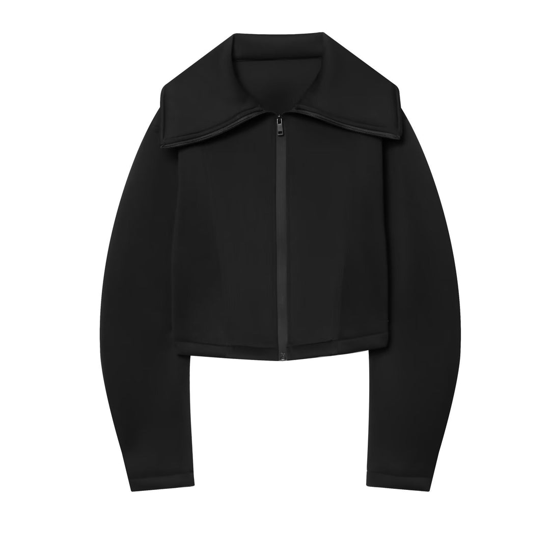 Damen Kurz geschnittene Boxy-Jacke mit überlappendem Stehkragen und wasserdichtem Reißverschluss Echo Archiv