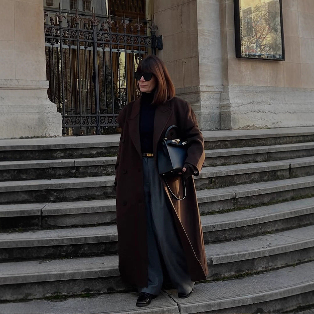 Damen Oversize Wollmix-Mantel mit verlängertem Cocoon-Schnitt und Doppelreihe Echoarchiv