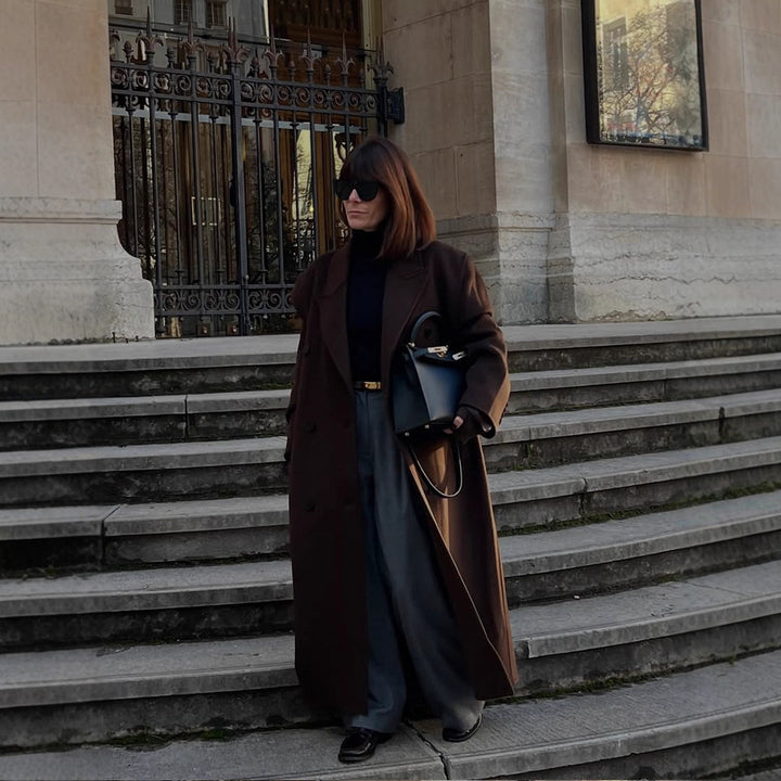 Damen Oversize Wollmix-Mantel mit verlängertem Cocoon-Schnitt und Doppelreihe Echoarchiv