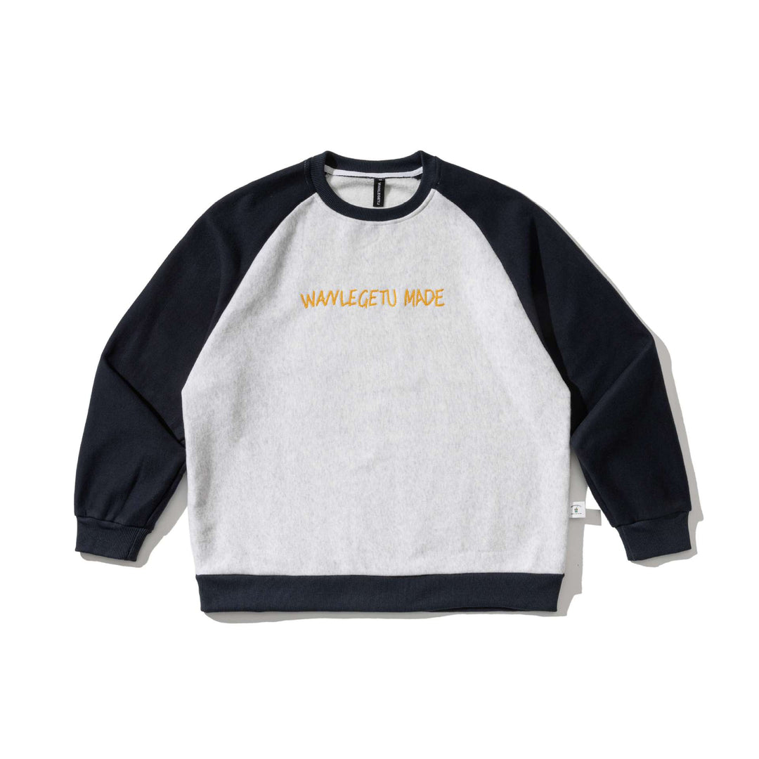 Herren Raglan-Sweatshirt mit gesticktem Logo und Kontrastärmeln aus leichtem Frottee Echoarchiv