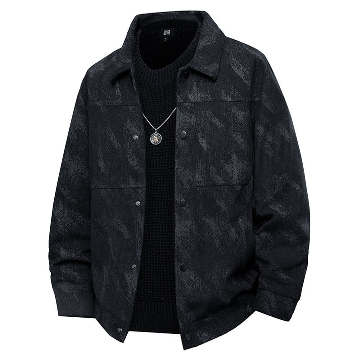 Herren Leichte Overshirt-Jacke mit dezenter Reptilprägung und Druckknopfverschluss Echo Archiv