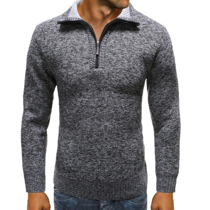Herren luxuriöser Strickpullover mit modernem Stehkragen und Reißverschluss Echoarchiv