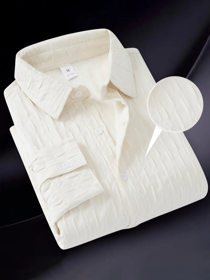 Herren Langarmhemd mit strukturiertem Design und bequemer Passform Echoarchiv