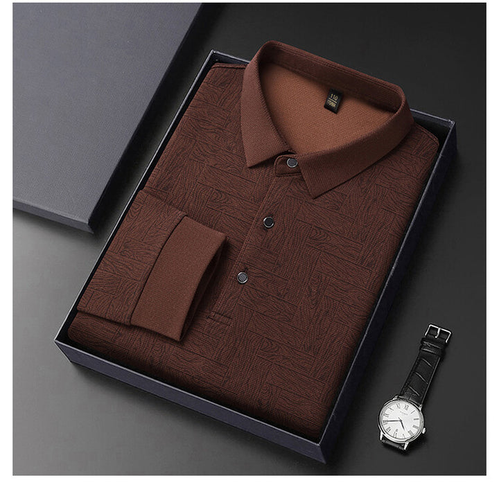 Herren elegante Langarmbluse mit strukturiertem Design Echoarchiv