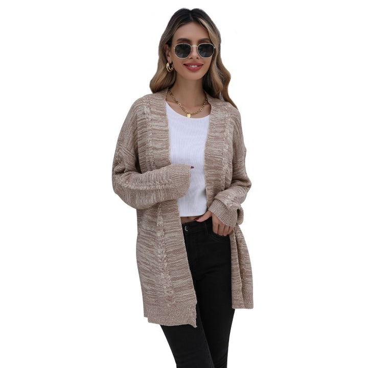 Damen Lässiger Oversize-Strickcardigan mit Zopfmuster offener Front Echoarchiv