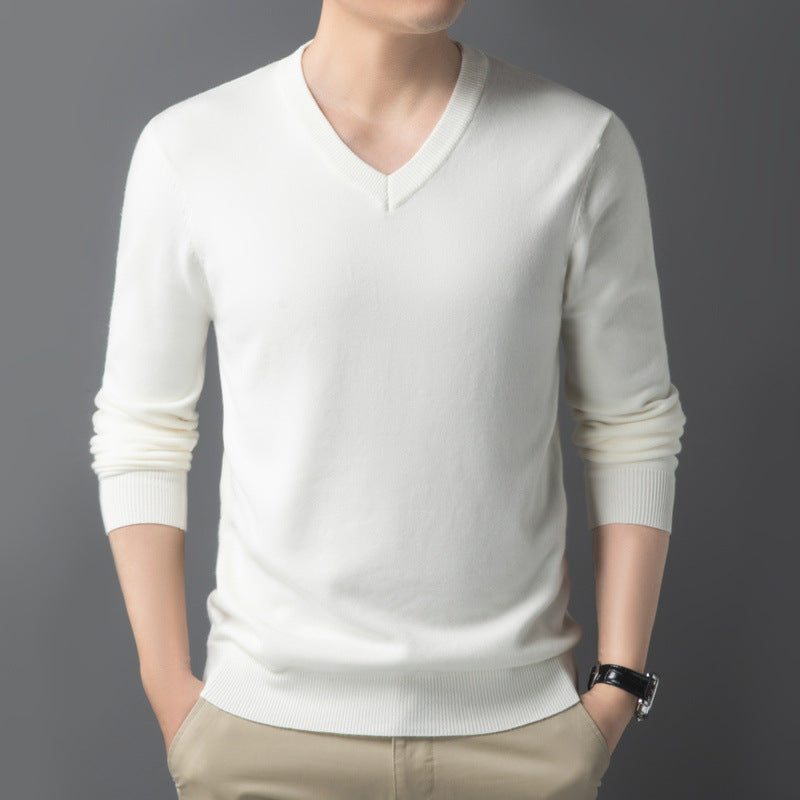 Herren Feiner V‑Ausschnitt Feinstrickpullover in schlanker Passform Echoarchiv