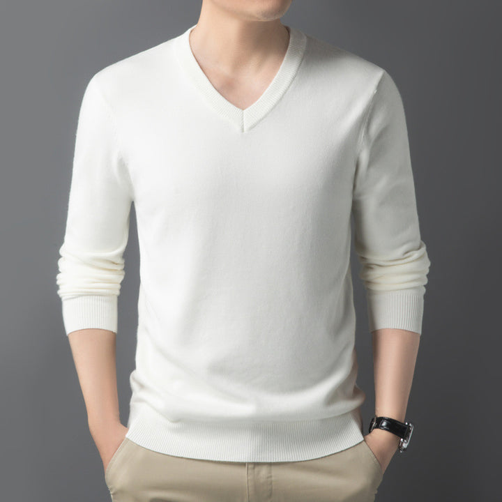 Herren Feiner V‑Ausschnitt Feinstrickpullover in schlanker Passform Echoarchiv