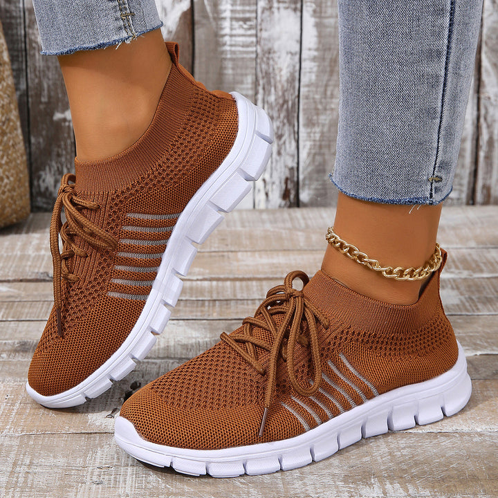 Damen nan gestrickte Sock-Sneaker mit elastischem Schaft, dekorativer Schnürung und flexibler Profilsohle Echo Archiv
