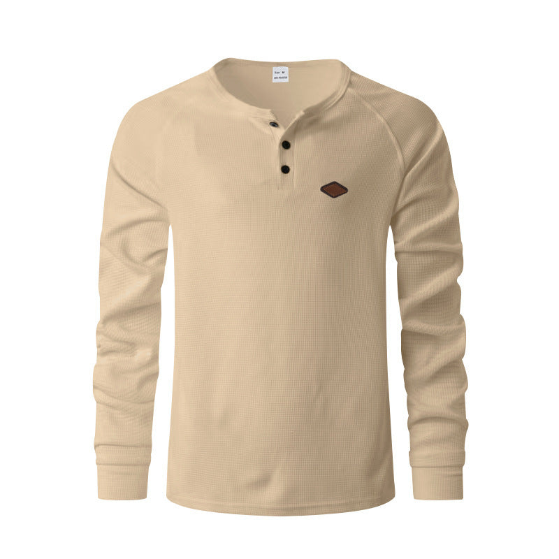Herren langärmliges Henley-Shirt mit strukturierter Oberfläche Echoarchiv