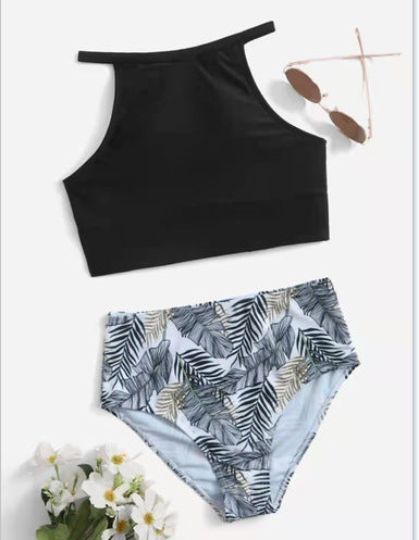 Damen Hochtailliertes Bikini-Set mit stylischem Crop-Top Echo Archiv