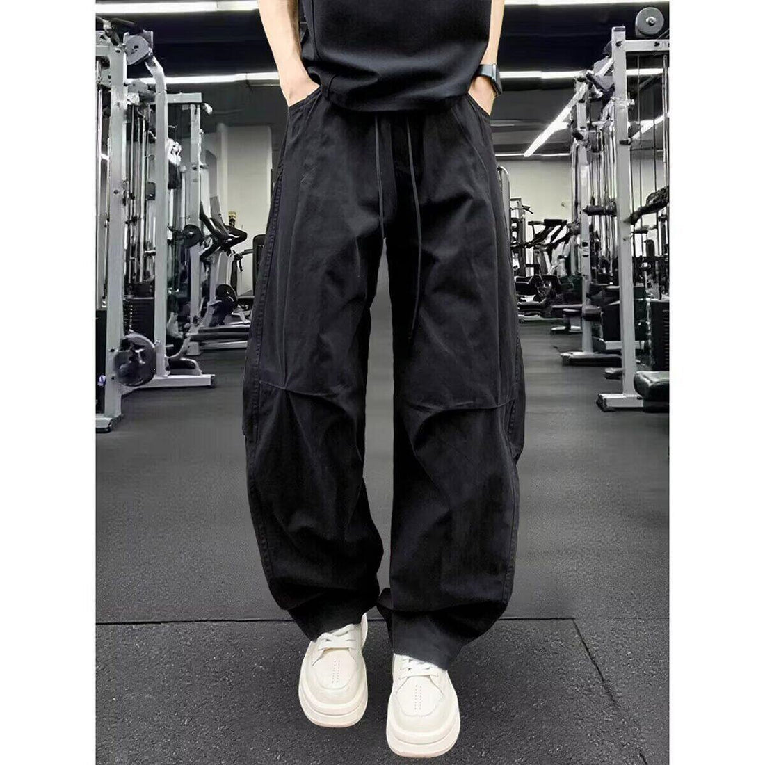 Herren Bequeme Cargo-Hose mit weitem Bein Echoarchiv