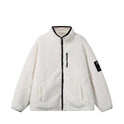 Unisex Teddy‑Fleece Jacke mit Stehkragen, hoher Wärme und kontrastierender Reißverschluss Echoarchiv