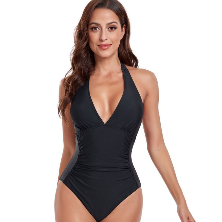Damen Einteiler Badeanzug mit tiefem V-Ausschnitt und stilvollem Animalprint Echo Archiv