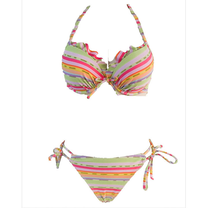 Damen Push-up Bikini-Set mit verspieltem Streifenmuster Echo Archiv