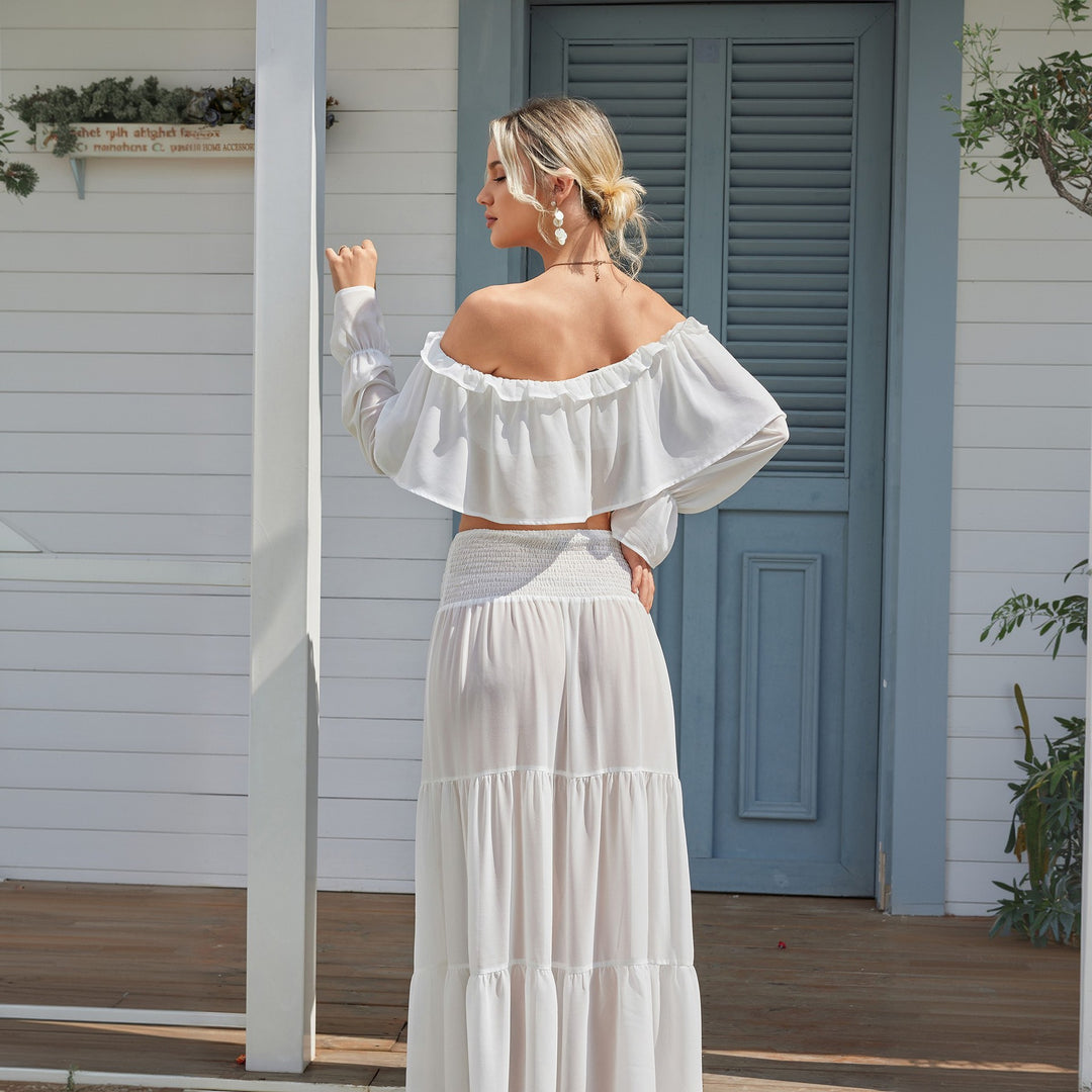Damen lässiges Crop-Top und Maxirock Set Echo Archiv