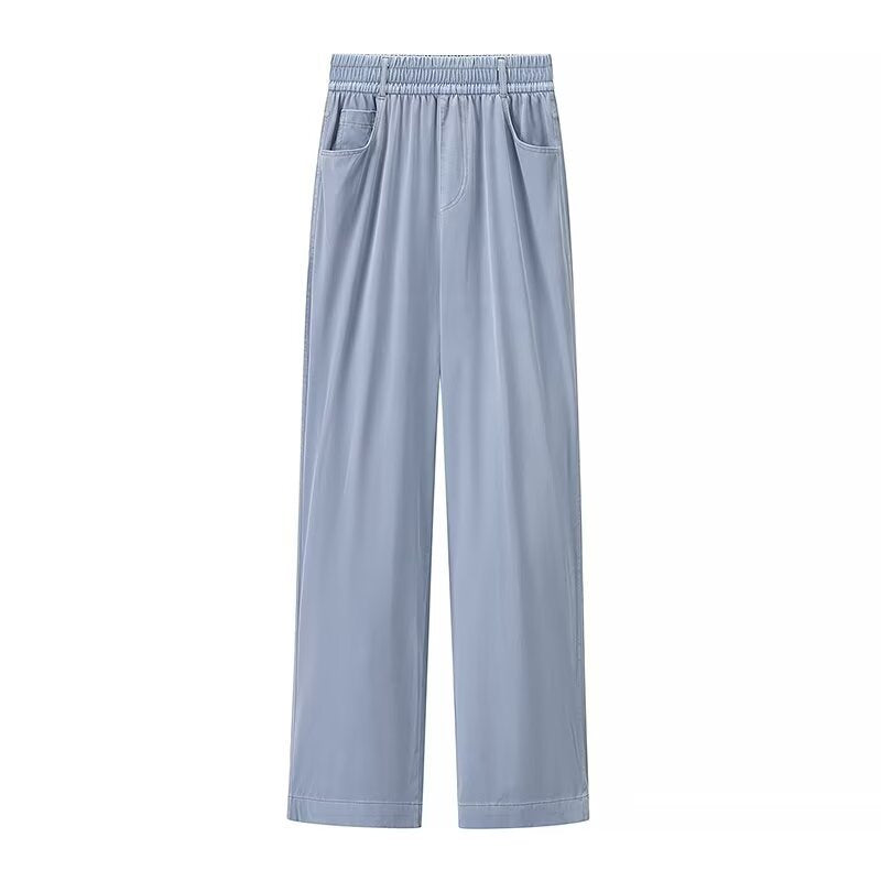 Damen weite High-Waist-Loungehose aus fließender Viskoseoptik mit Elastbund und Eingrifftaschen Echo Archiv