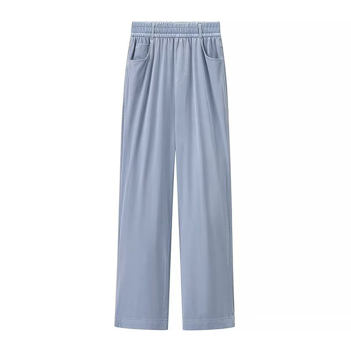Damen weite High-Waist-Loungehose aus fließender Viskoseoptik mit Elastbund und Eingrifftaschen Echo Archiv