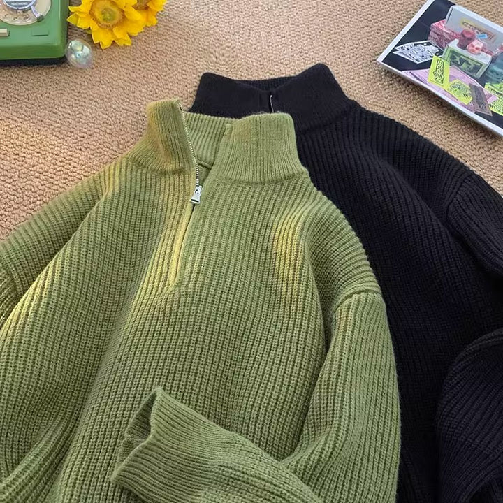 Herren lässiger Stehkragenpullover mit Reißverschluss Echoarchiv