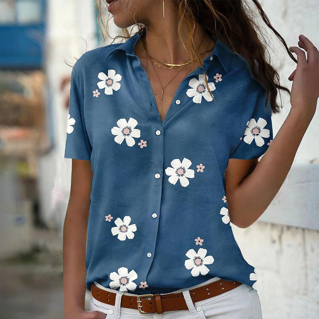 Damen Bluse mit Blumenmuster, Hemdkragen und lockerer Passform Echoarchiv