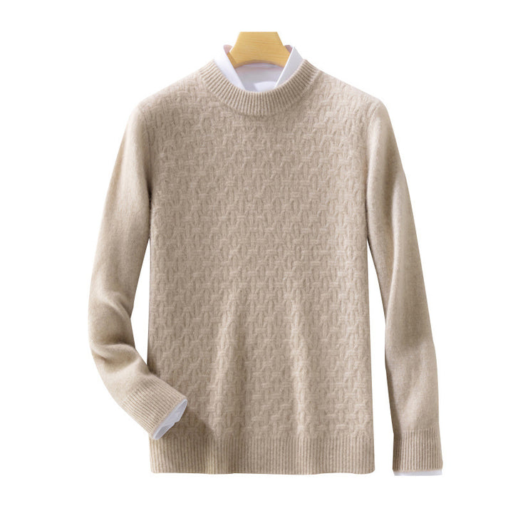 Damen Strukturierter Mockneck-Pullover im Kaschmir‑Look mit geometrischer Wabenstruktur Echoarchiv