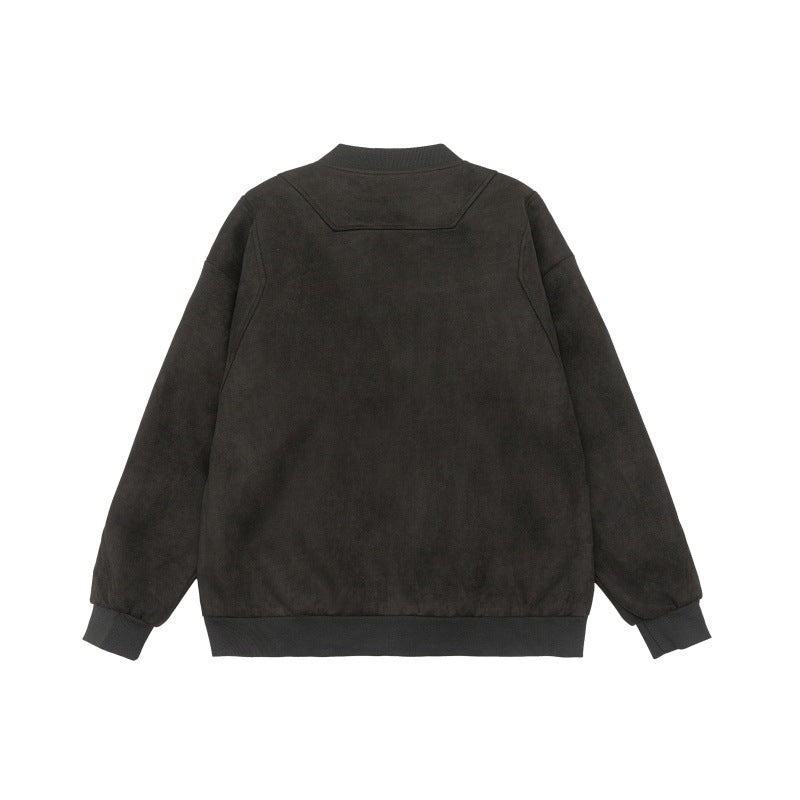 Unisex Kurzblouson im Vintage‑Suede‑Look mit Brustklappen, Reißverschlusstaschen und Rippbündchen Echoarchiv