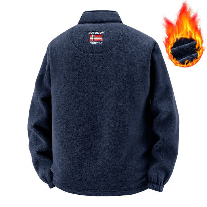 Herren Thermo-Fleece-Jacke mit vollem Plüsch-Teddy-Futter, verdeckter Reißverschluss-Innentasche und hohem Stehkragen – Taviero