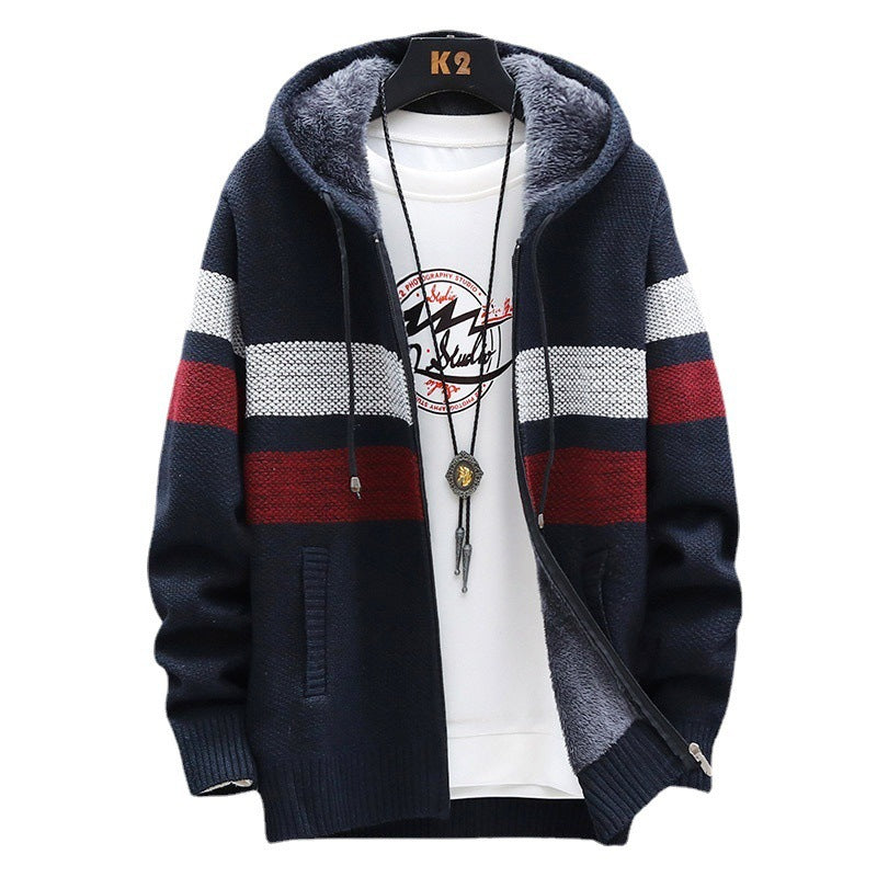 Herren Fleece-Hoodie mit hohem Kragen und Struktur Echoarchiv