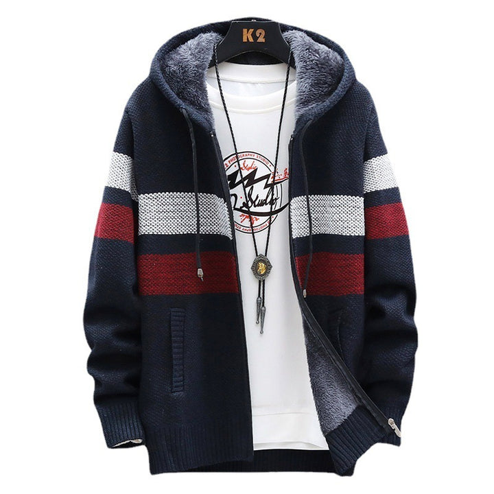 Herren Fleece-Hoodie mit hohem Kragen und Struktur Echoarchiv