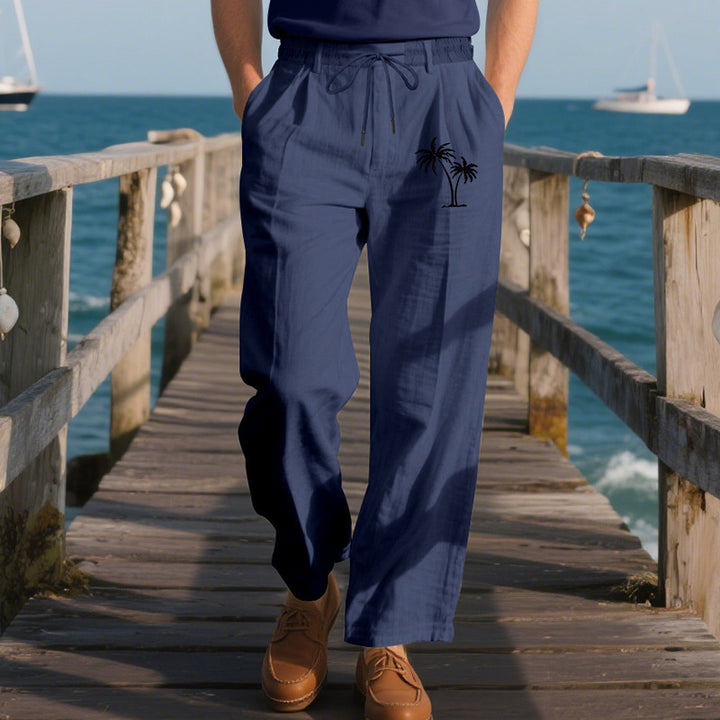 Herren lässige Freizeit-Hose mit elastischem Bund und kontrastierendem Palmendruck Echoarchiv