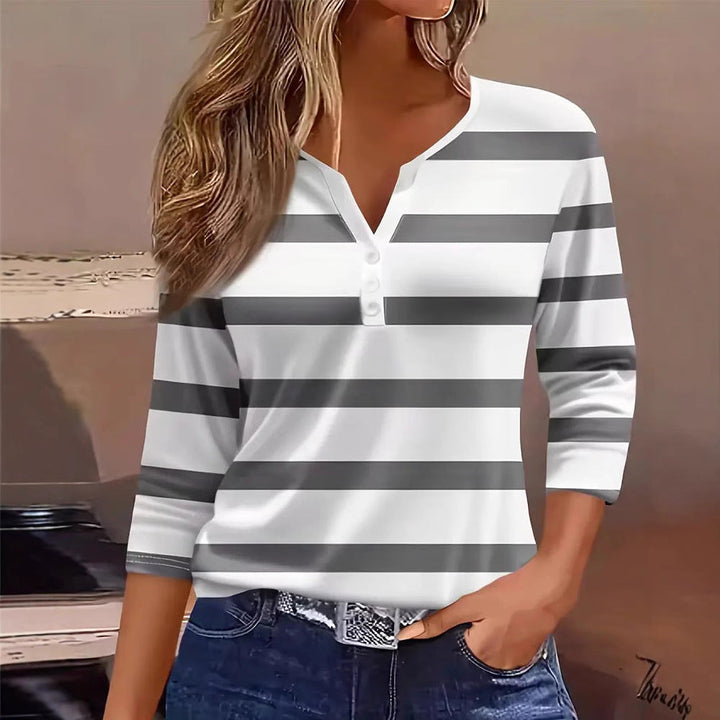 Damen Langarmshirt mit Maritimem Streifenmuster Echoarchiv