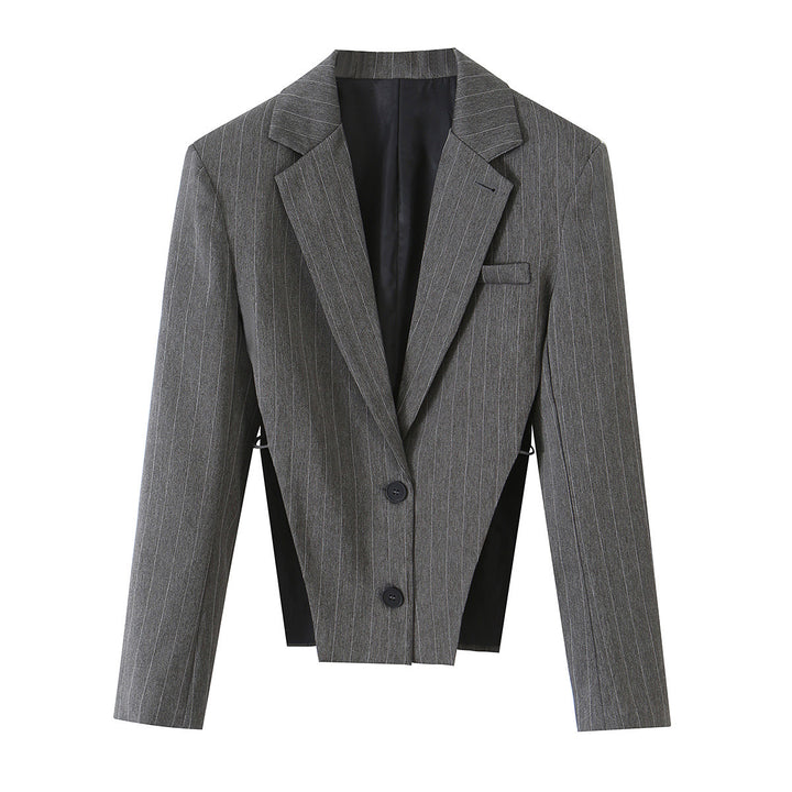 Damen Kurzgeschnittener Nadelstreifen-Blazer mit seitlichen Cut-Outs und Schnürdetail Echo Archiv