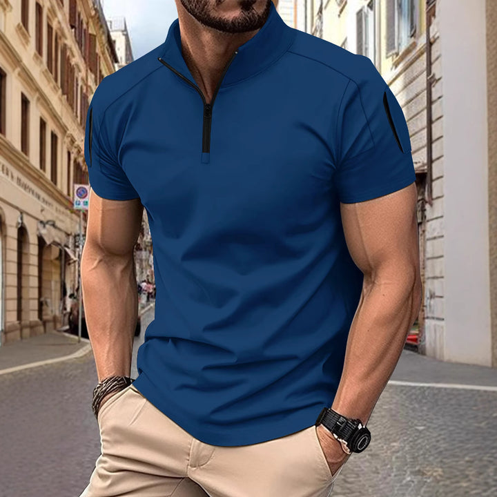 Herren Sportliches Kurzarm-Zip-Hemd Echoarchiv