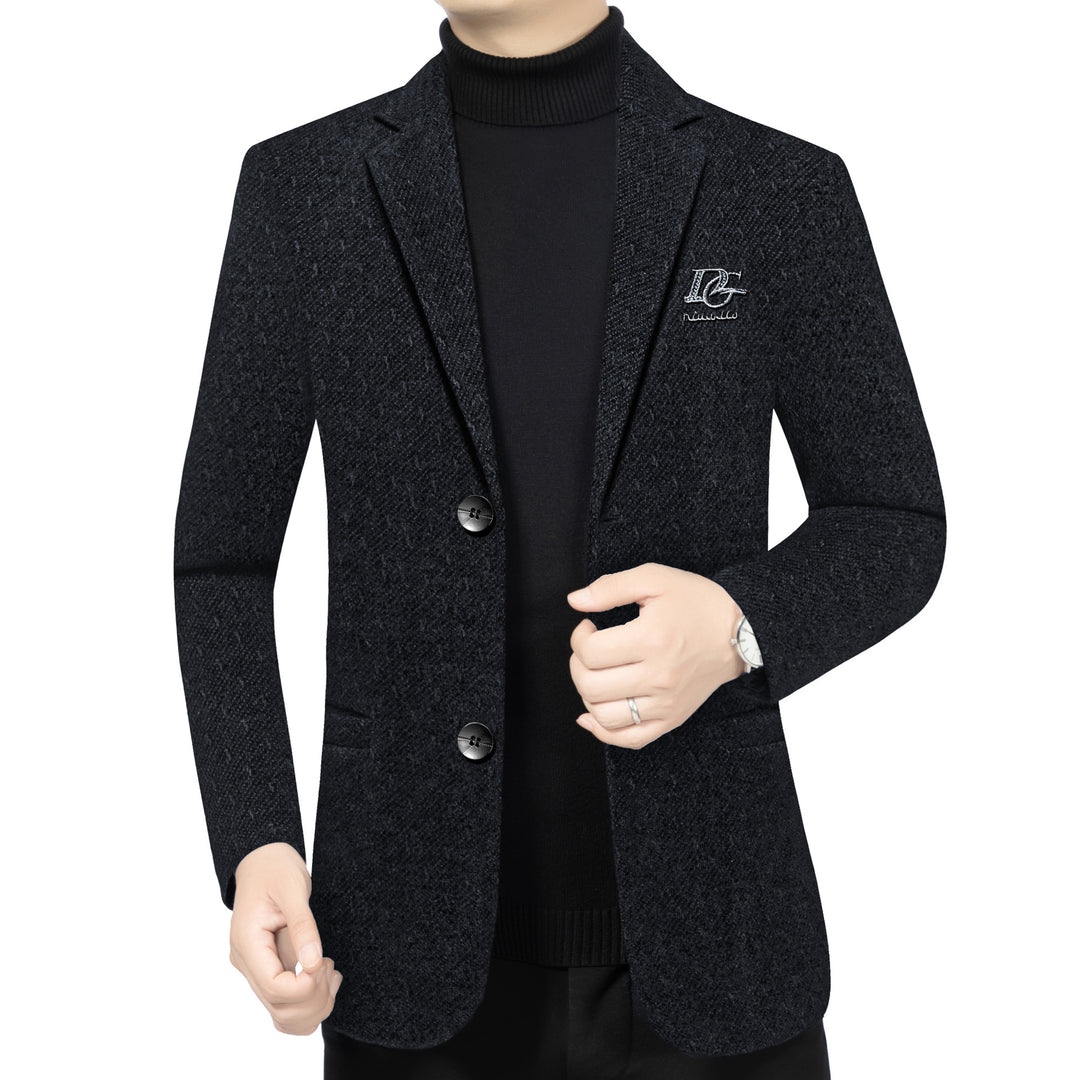 Herren Tailliertes Wollmix-Sakko im Struktur-Look mit Revers, Logostick und Zweiknopf-Front Echoarchiv